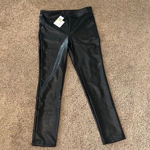 NWT Black Leather Pants (stretch waistband, no zipper or buttons!)
